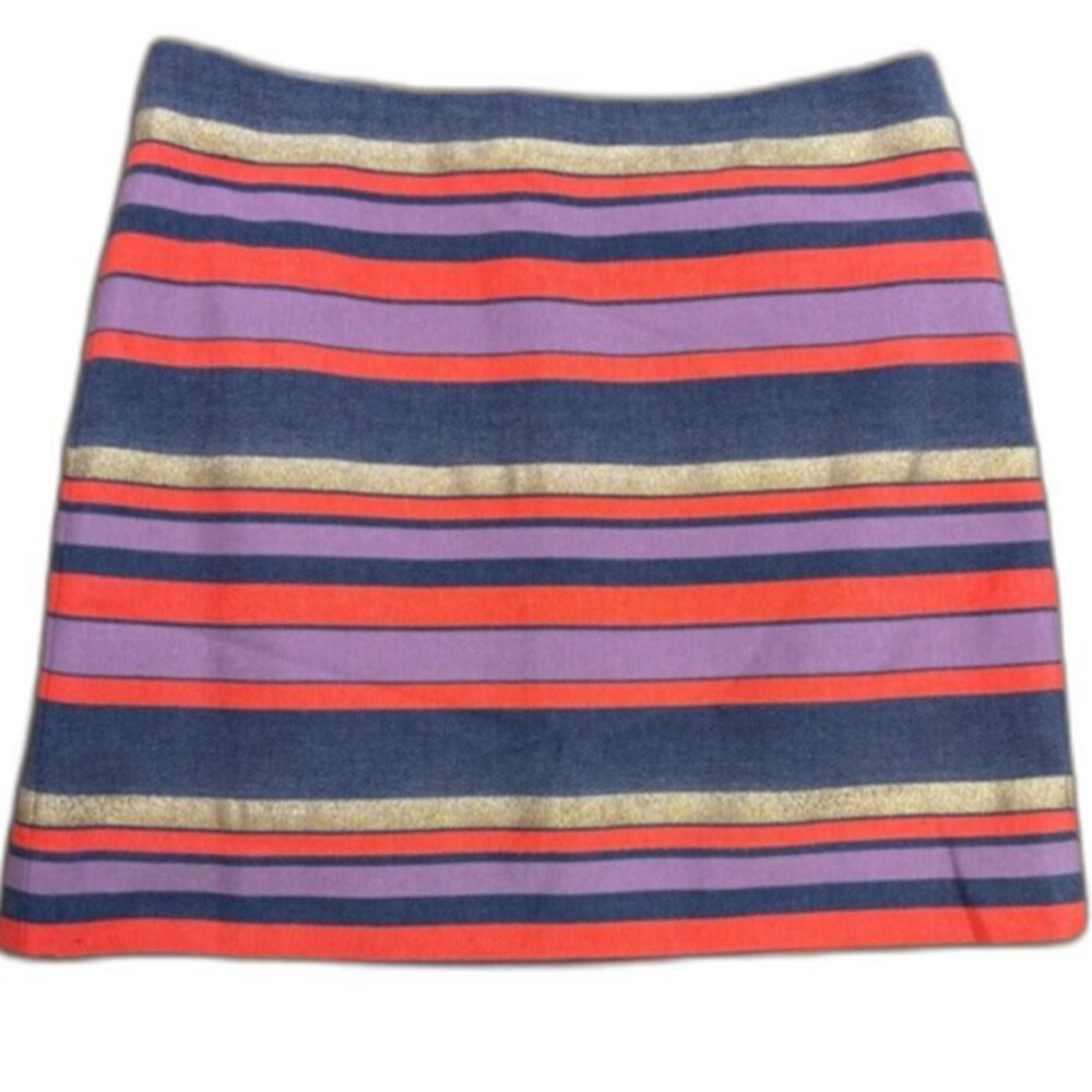 J.Crew Mini Skirt Women's Size 4 Blue Orange Striped